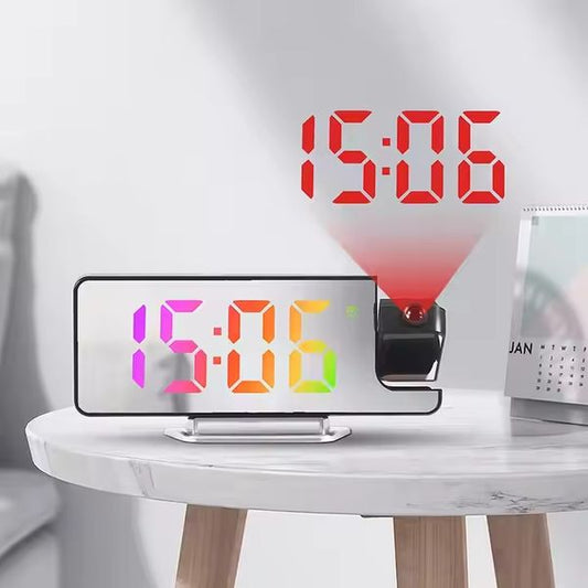 Digital Alarm Clock LED Large Mirror Display 180 °