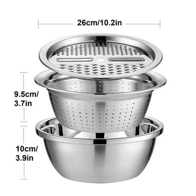 3-in-1 Stainless Steel Vegetable Cutter with Drain Basket