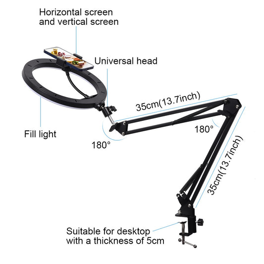 Boom Arm Stand with Ring Light & Mobile Holder