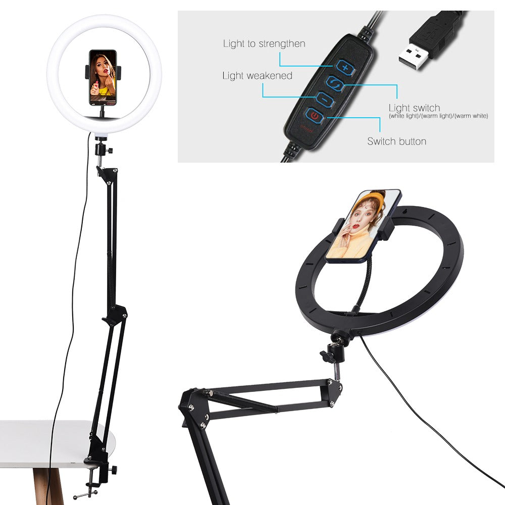 Boom Arm Stand with Ring Light & Mobile Holder